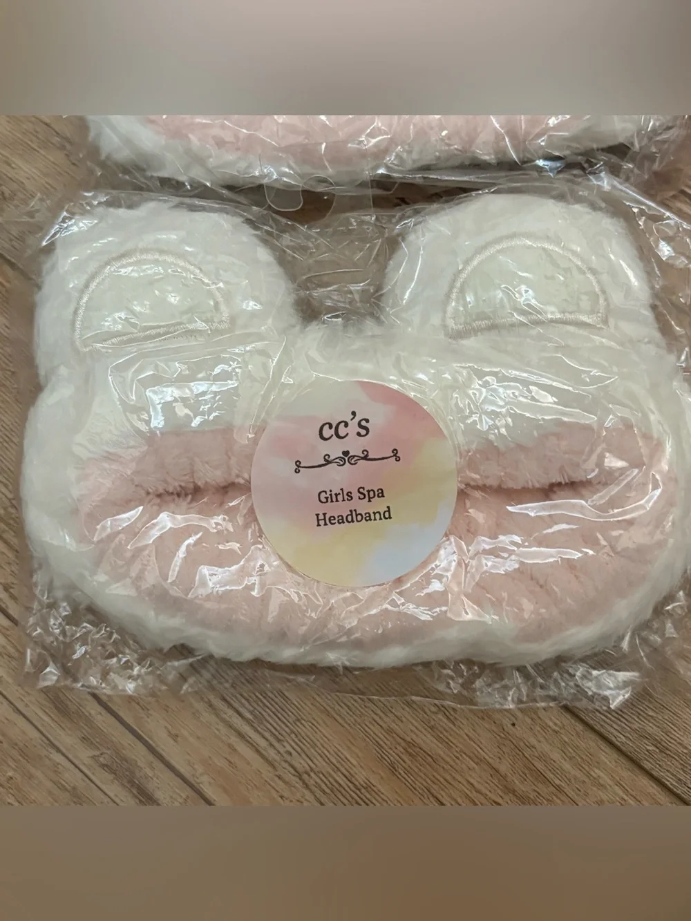 Girls Plush Spa Headbands - White & Pink Lot of 8 Pieces